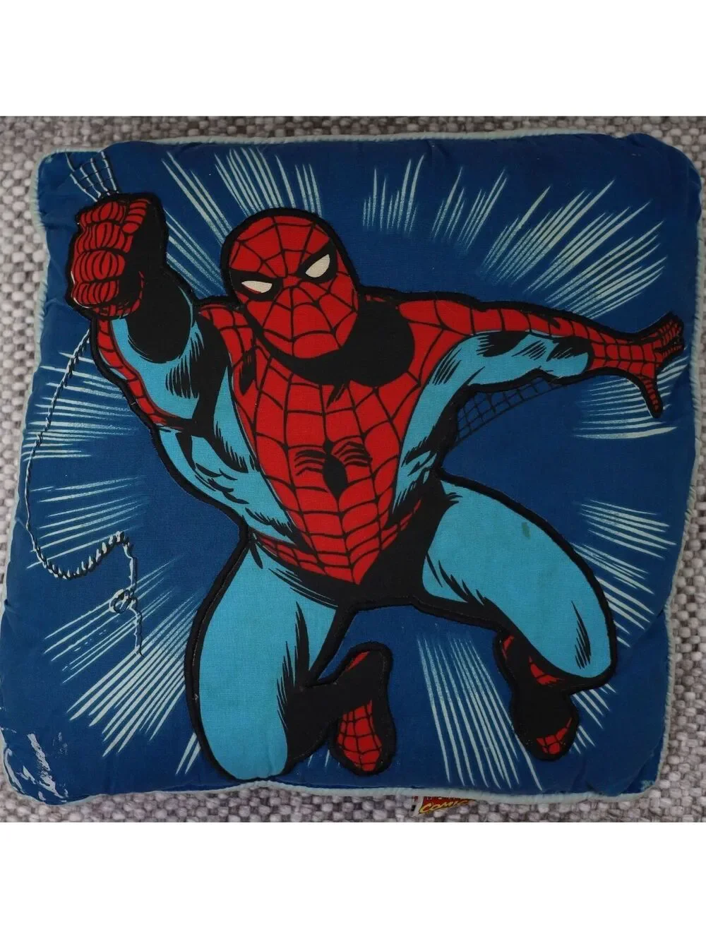 2012 Marvel Spider-Man Throw Pillow Cushion Blue Comic Web Plush Decor 12x12